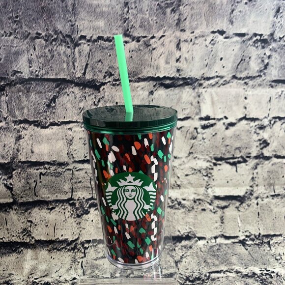 STARBUCKS Confetti Cup Cold Cup Acrylic Tumbler HOLIDAY 2019 16 oz Christmas NEW - Picture 1 of 6